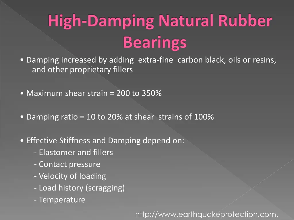 high damping natural rubber bearings damping