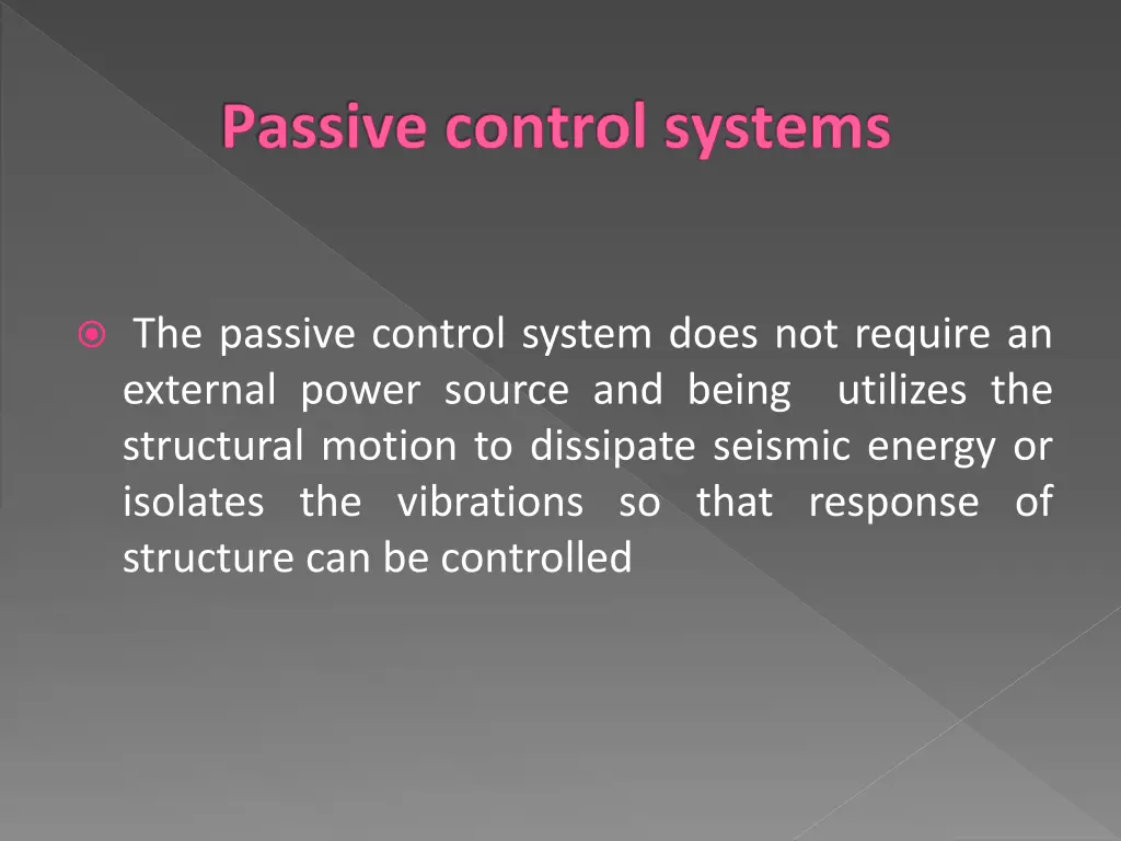 passive control systems