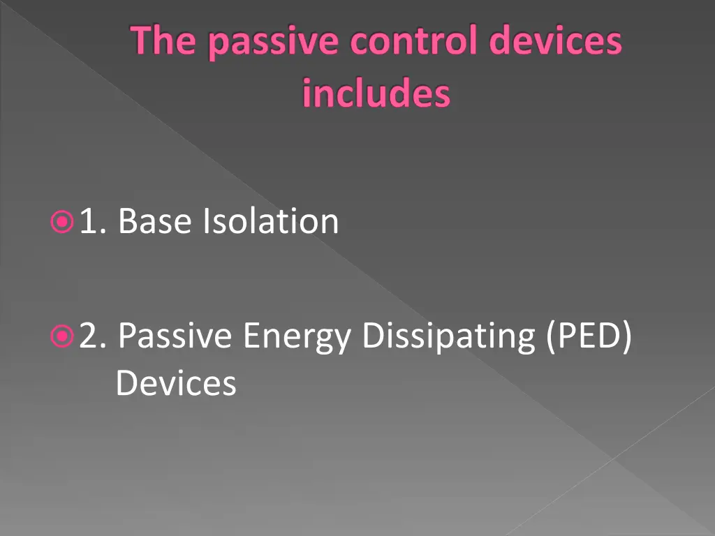 the passive control devices includes