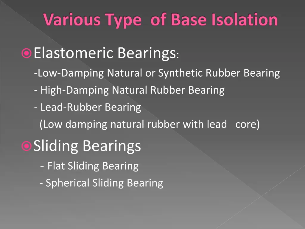 various type of base isolation