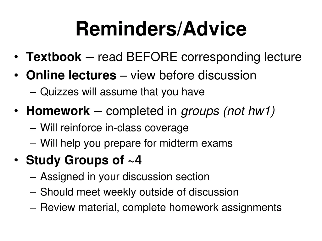 reminders advice
