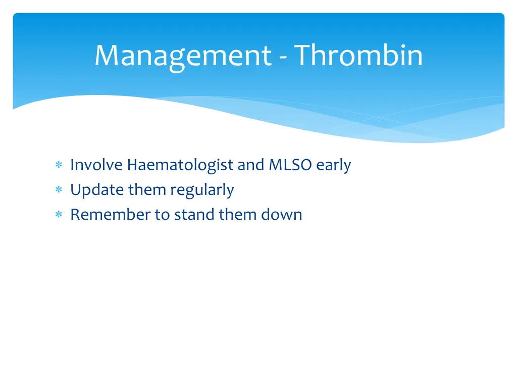 management thrombin