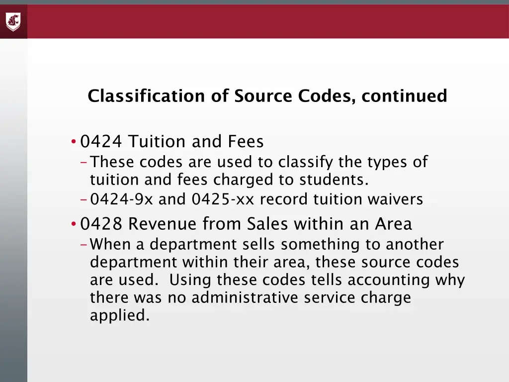 classification of source codes continued