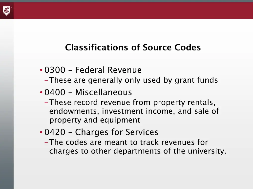classifications of source codes