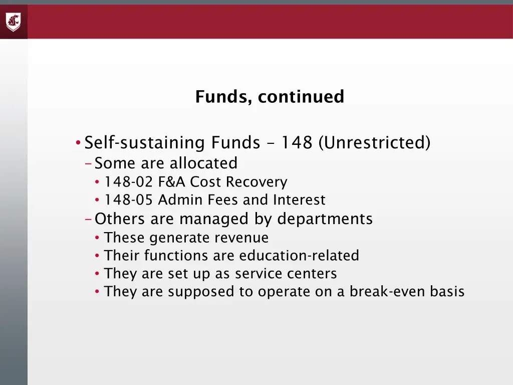 funds continued