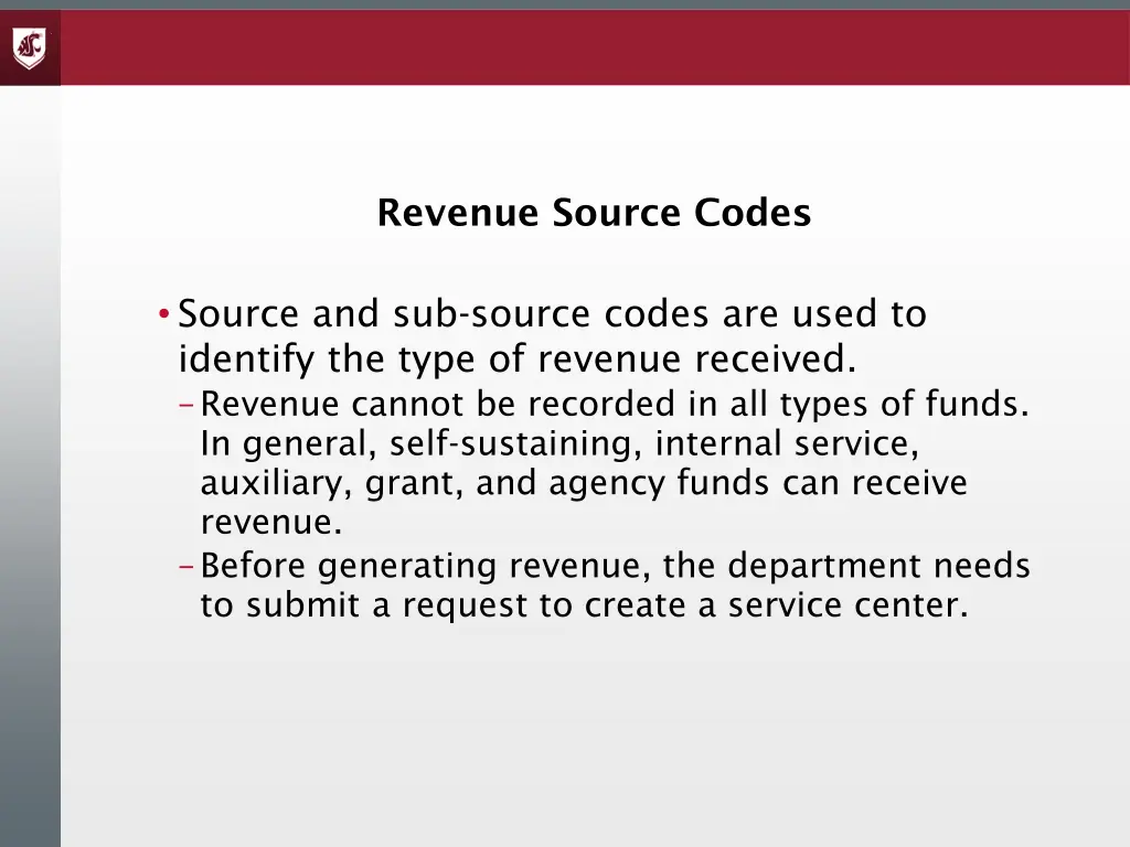 revenue source codes