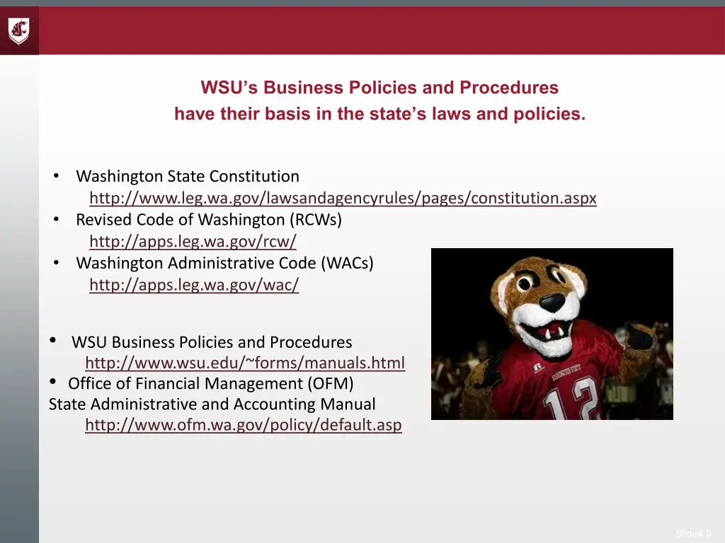 wsu s business policies and procedures have their