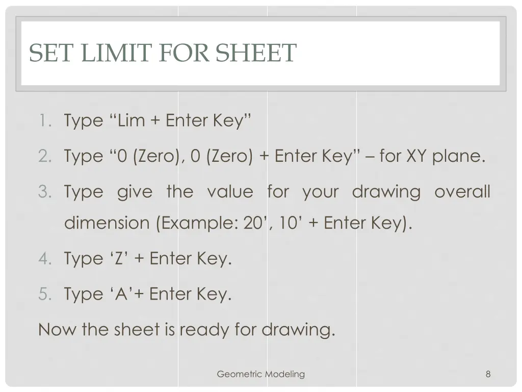 set limit for sheet
