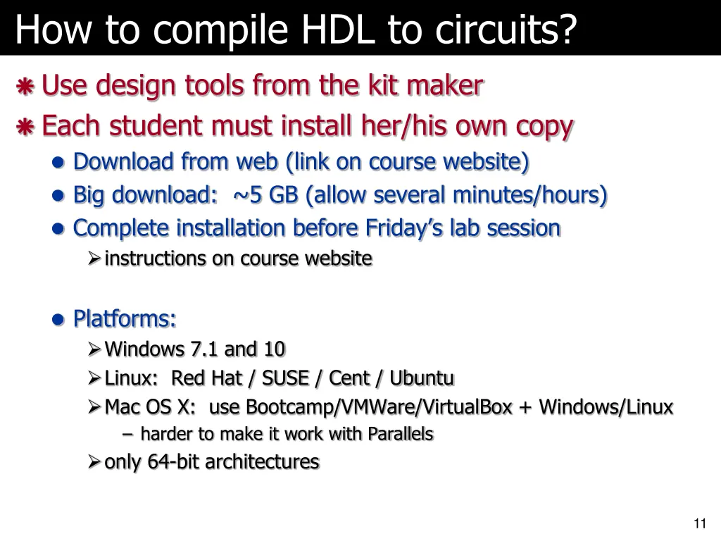 how to compile hdl to circuits