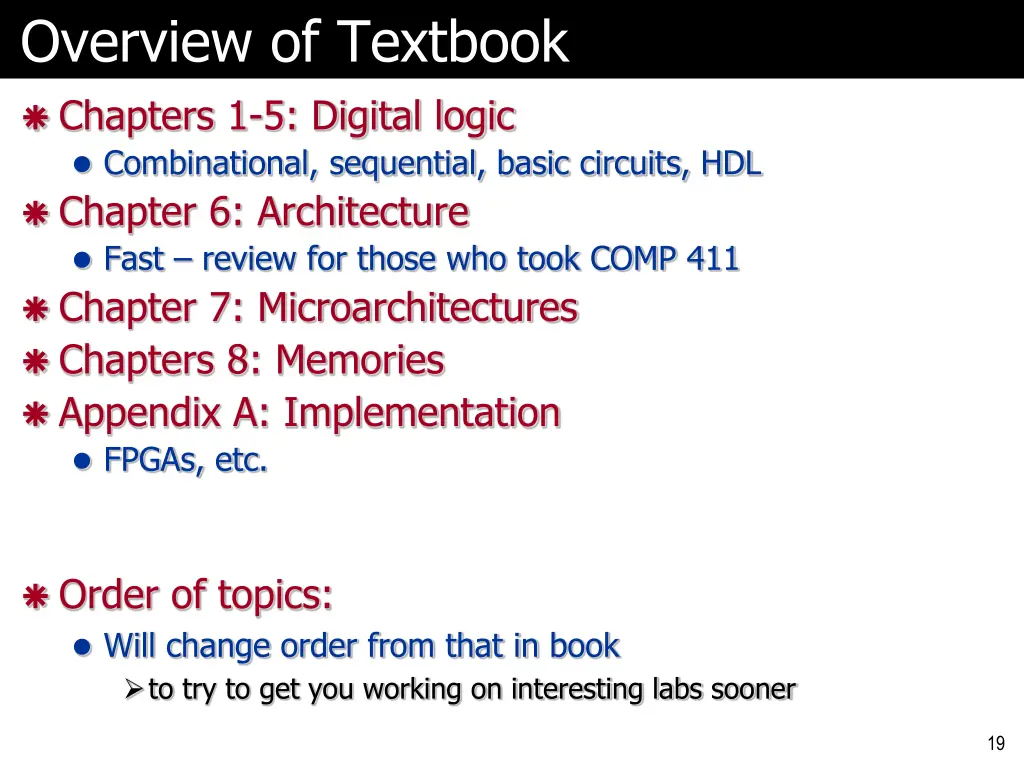 overview of textbook chapters 1 5 digital logic