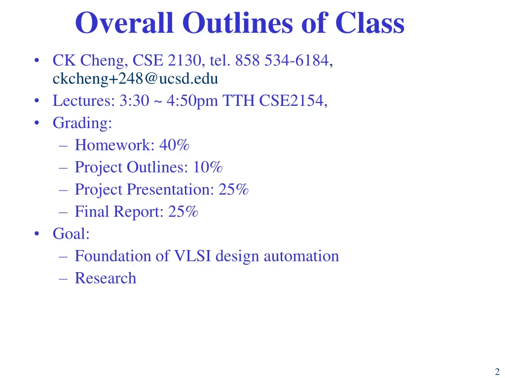 overall outlines of class