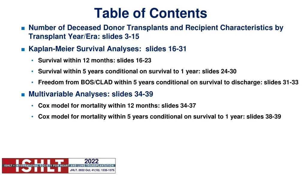 table of contents