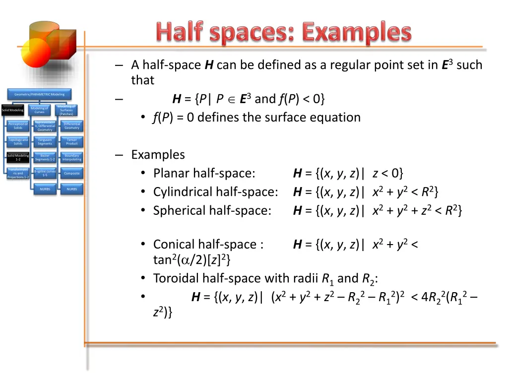 a half space h can be defined as a regular point