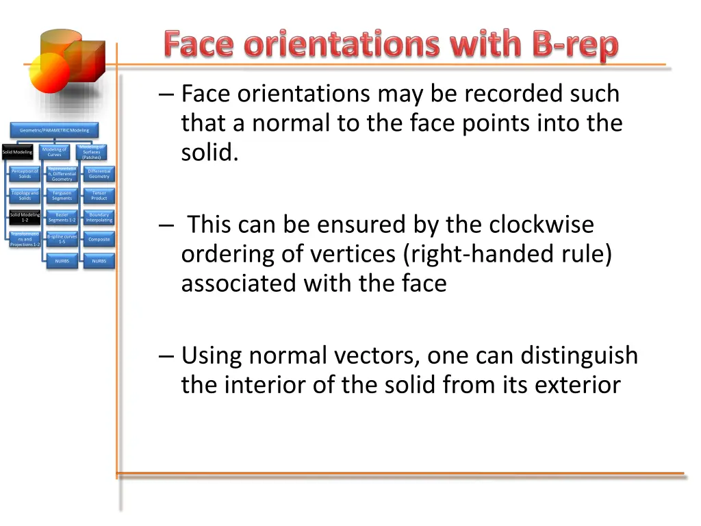 face orientations may be recorded such that