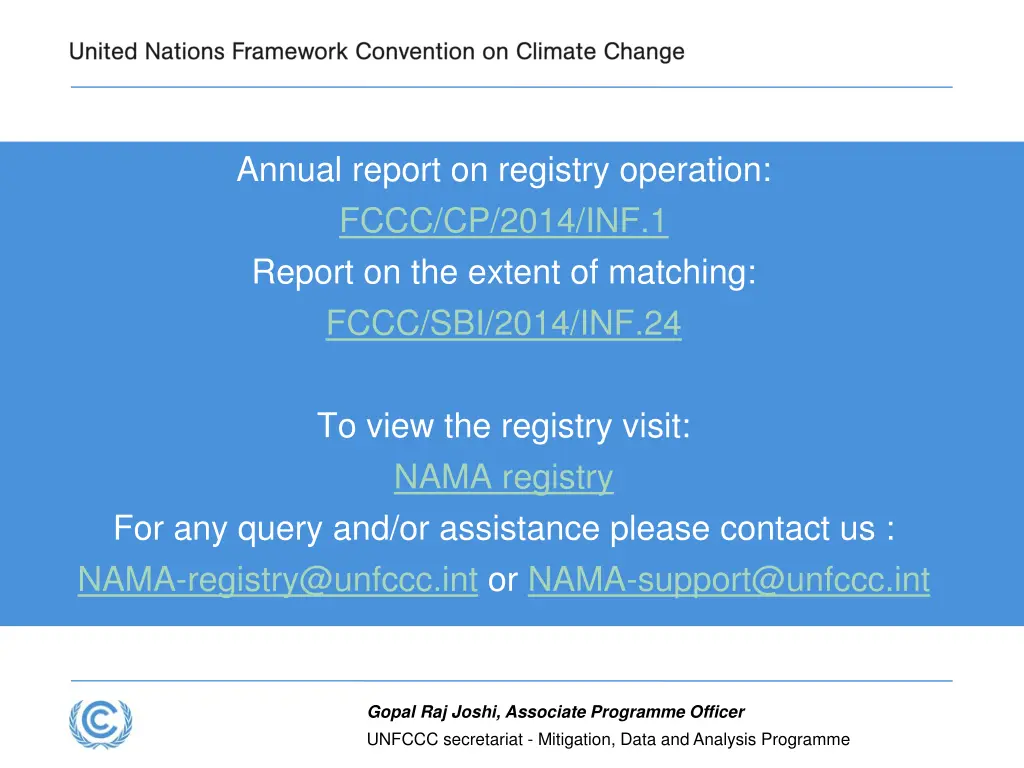 annual report on registry operation fccc cp 2014