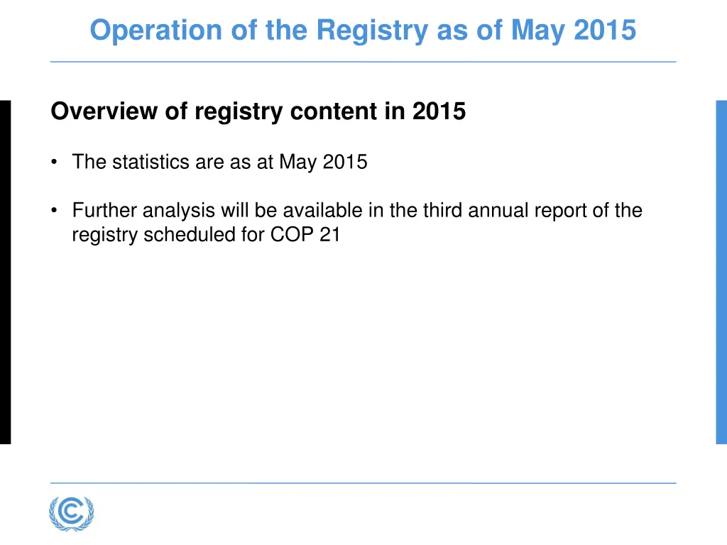 operation of the registry as of may 2015