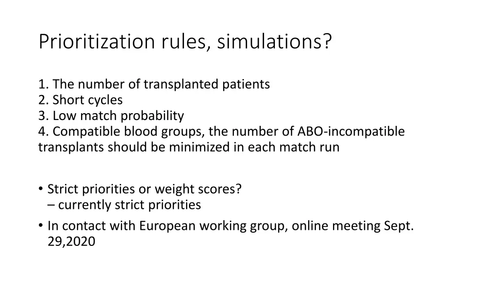 prioritization rules simulations