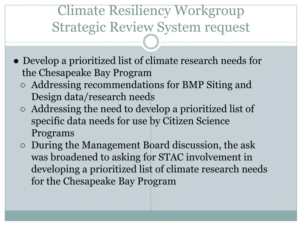 climate resiliency workgroup strategic review