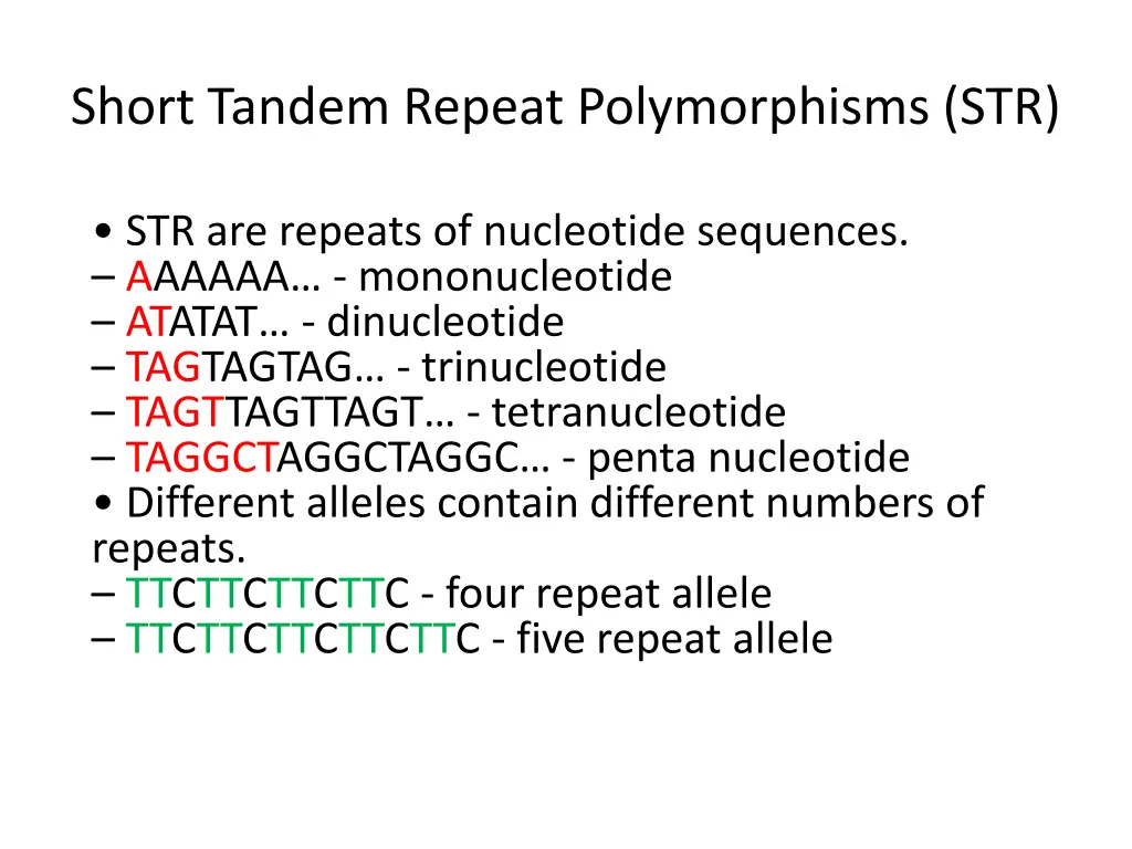 short tandem repeat polymorphisms str