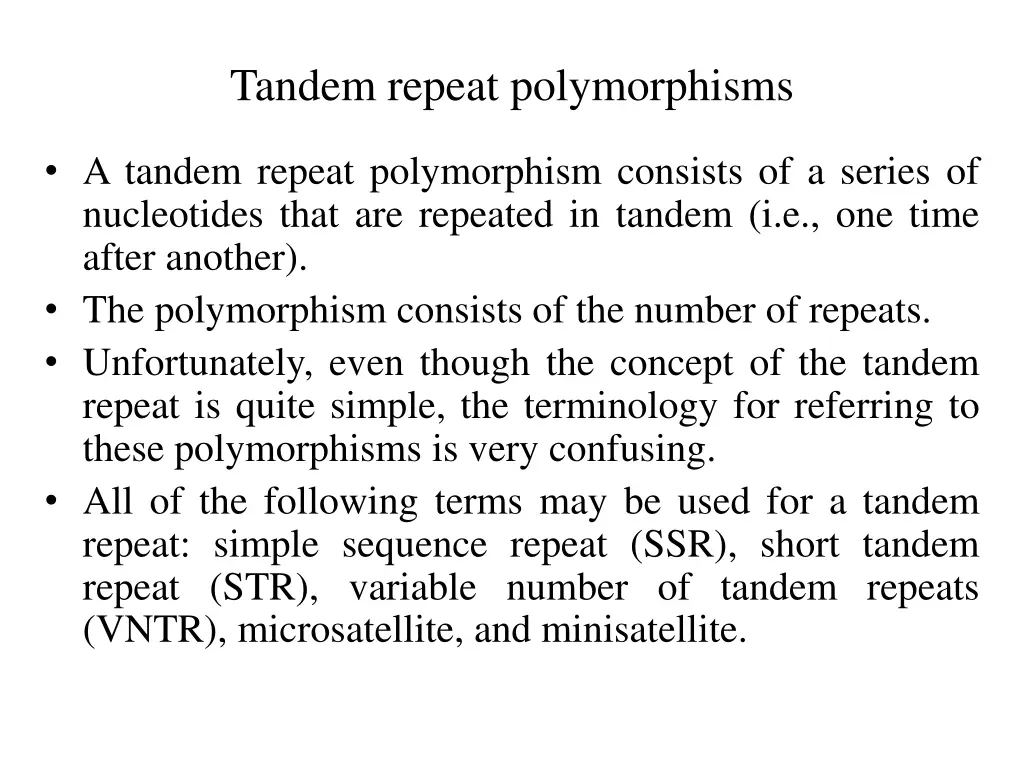 tandem repeat polymorphisms