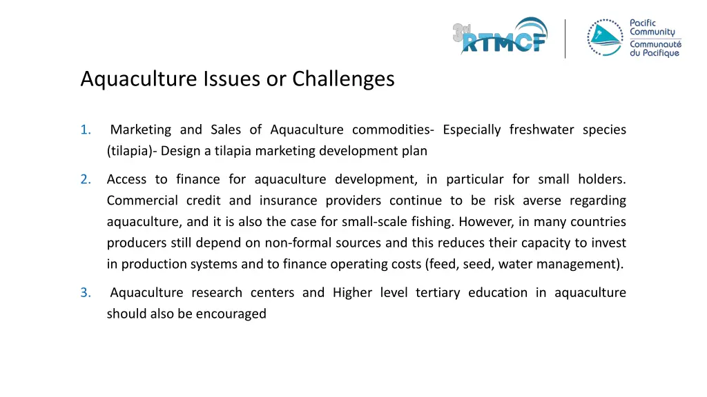 aquaculture issues or challenges