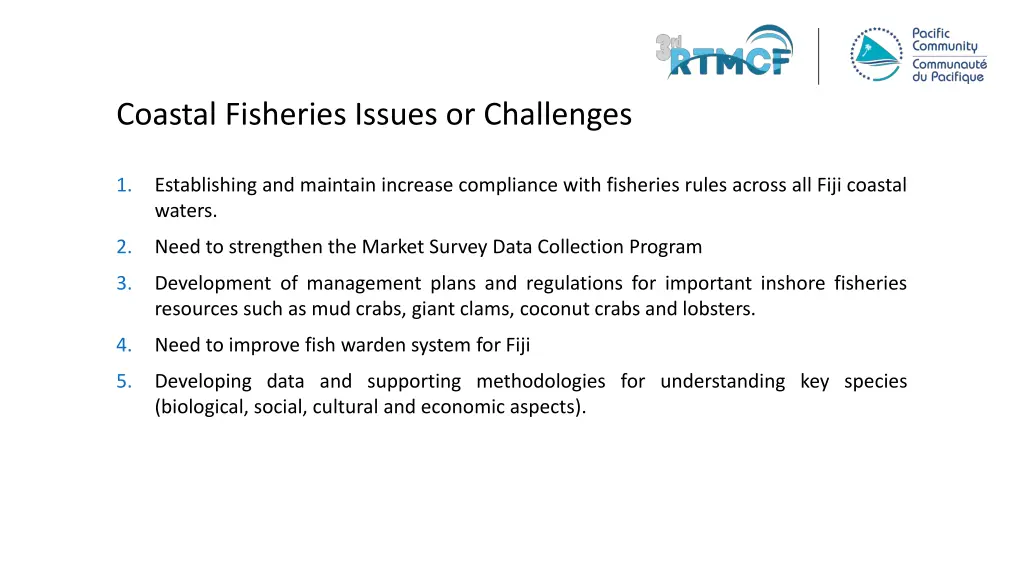 coastal fisheries issues or challenges