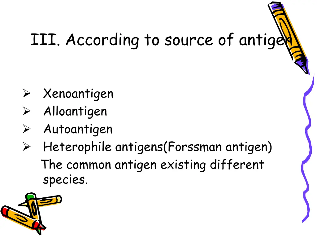 iii according to source of antigen