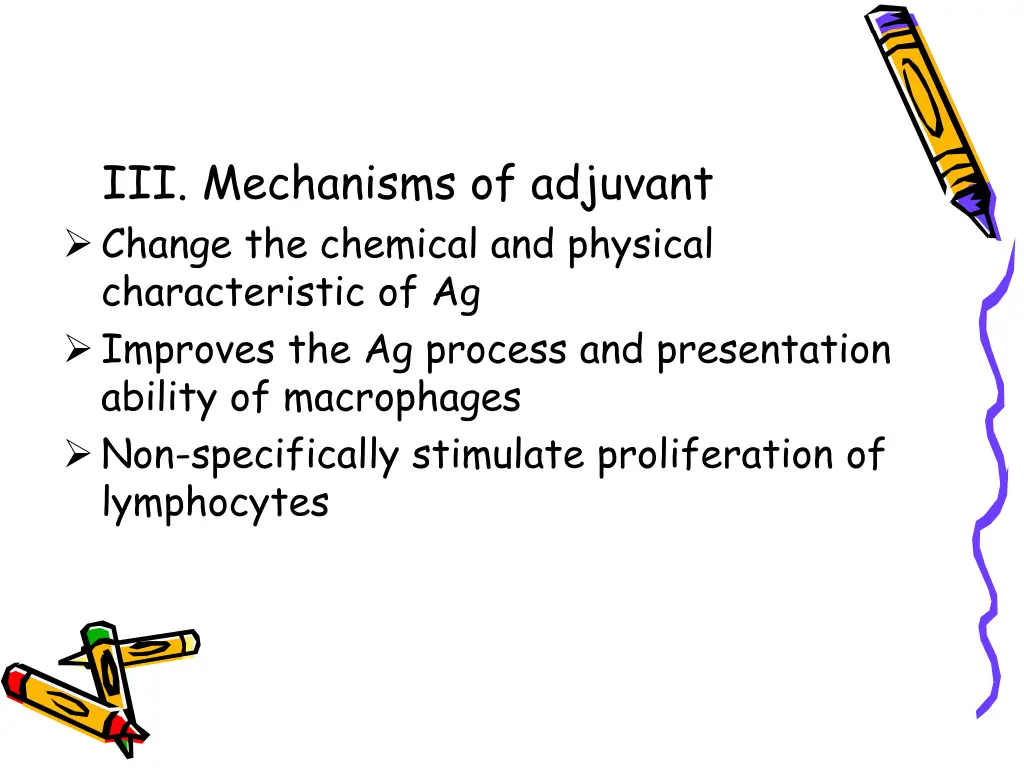 iii mechanisms of adjuvant change the chemical