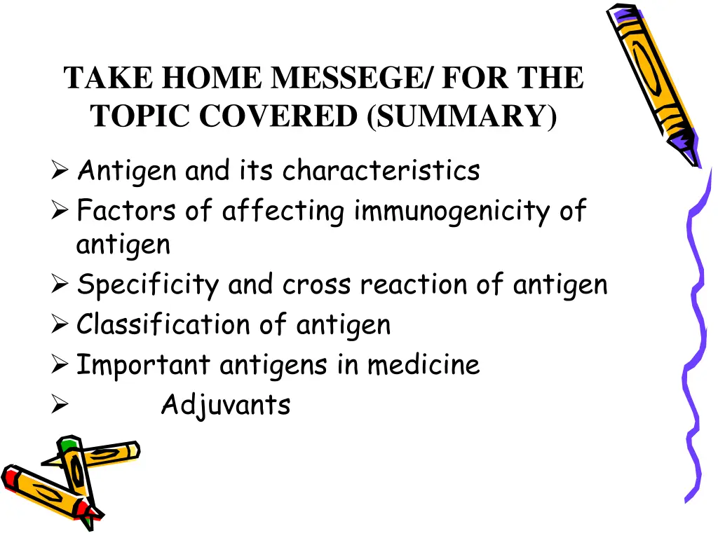 take home messege for the topic covered summary