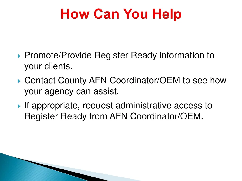 promote provide register ready information