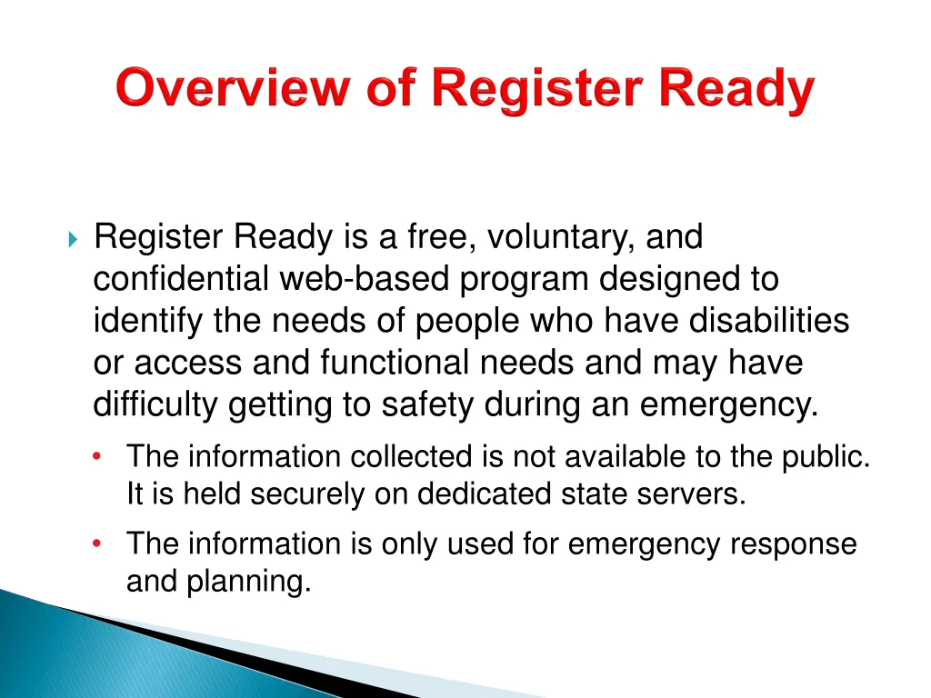 register ready is a free voluntary