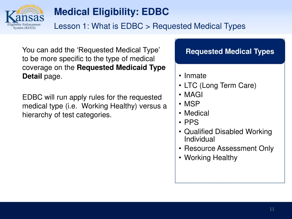 medical eligibility edbc 8