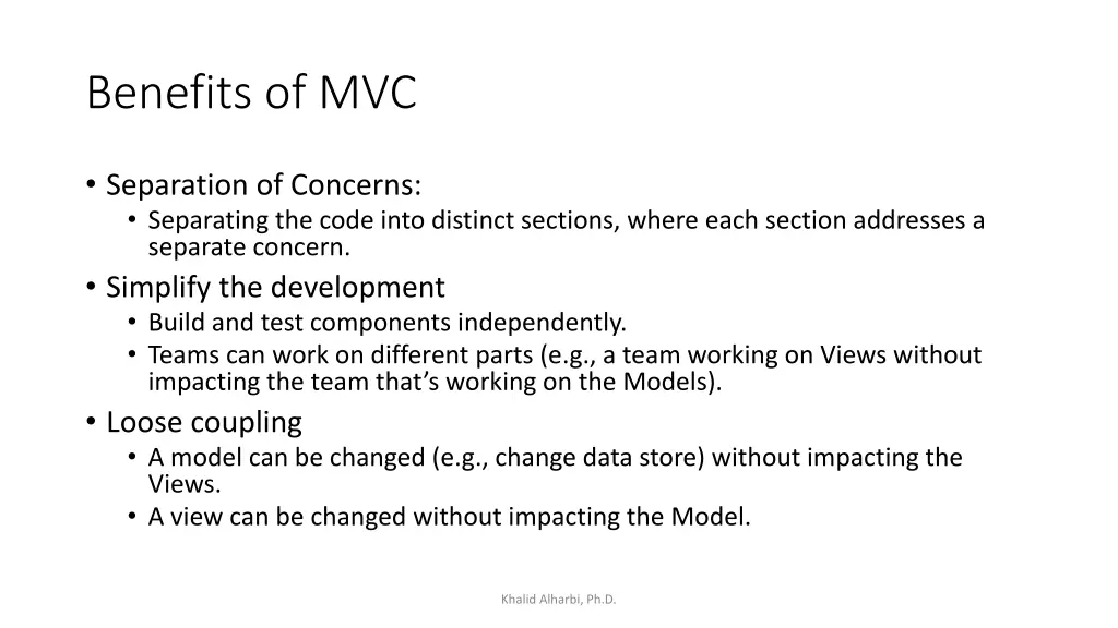 benefits of mvc