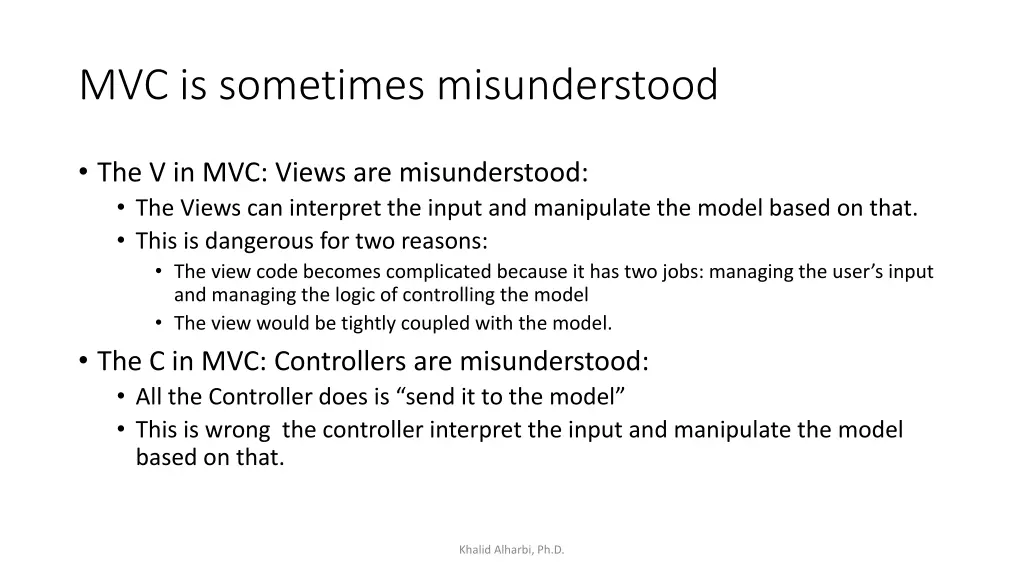 mvc is sometimes misunderstood