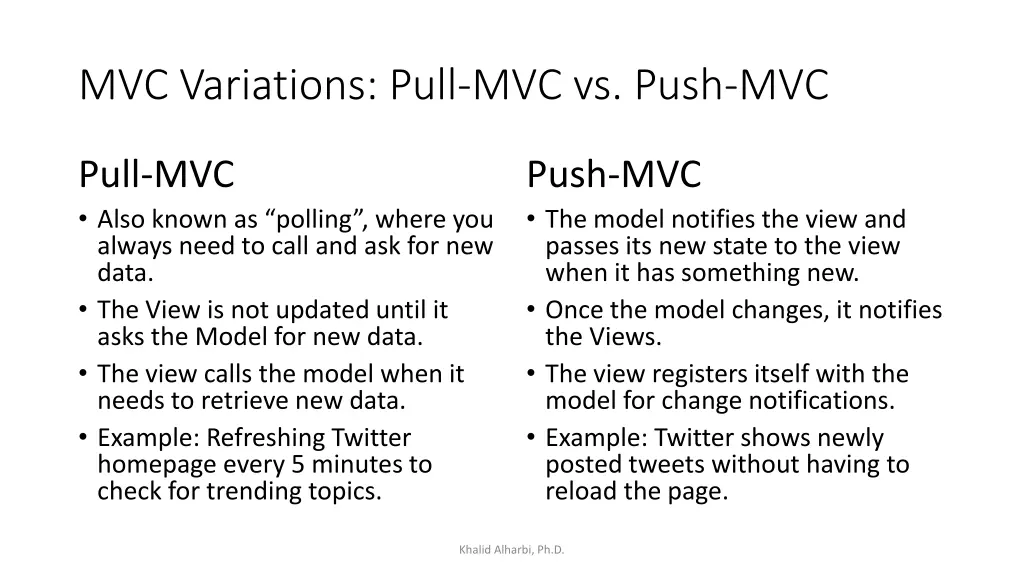 mvc variations pull mvc vs push mvc