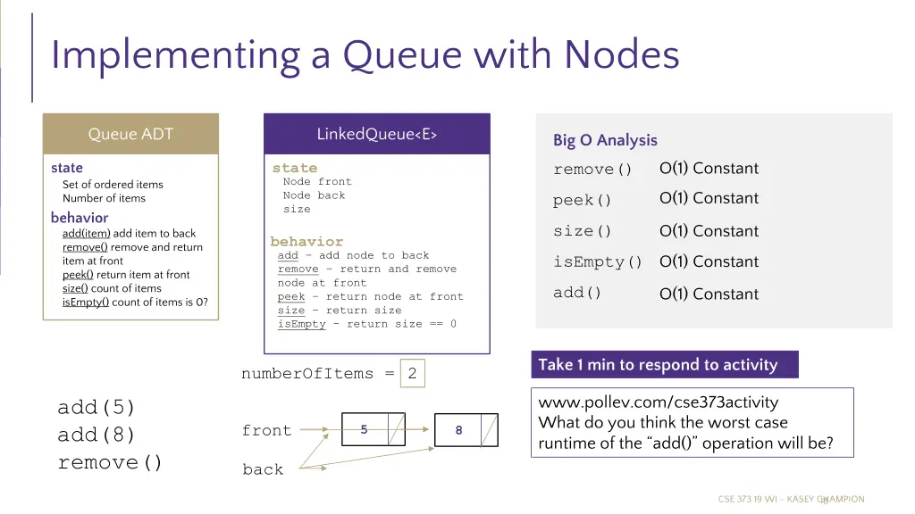 implementing a queue with nodes