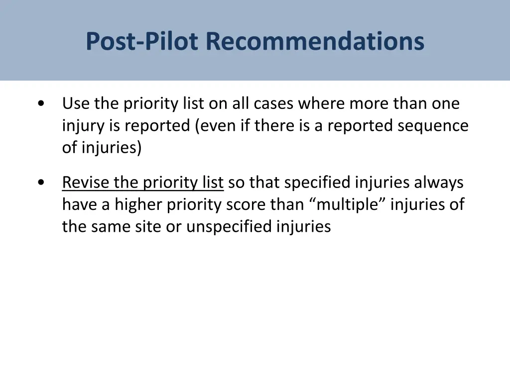 post pilot recommendations