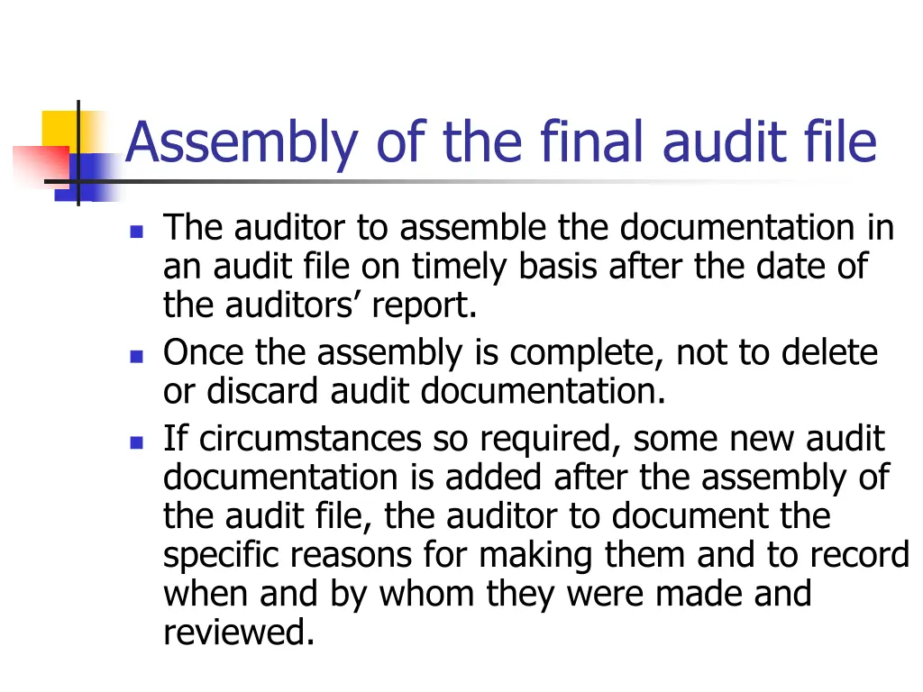 assembly of the final audit file