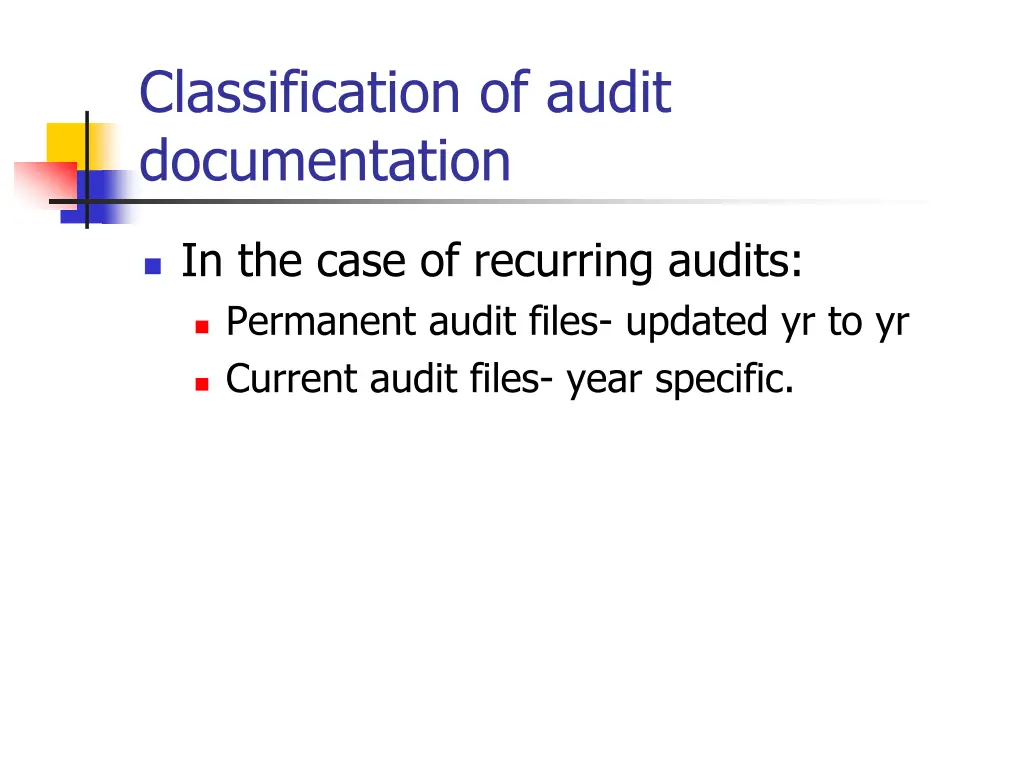 classification of audit documentation