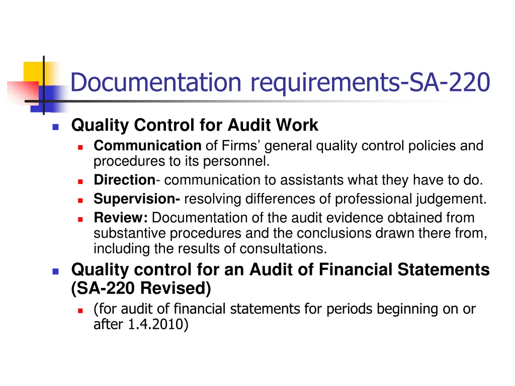 documentation requirements sa 220