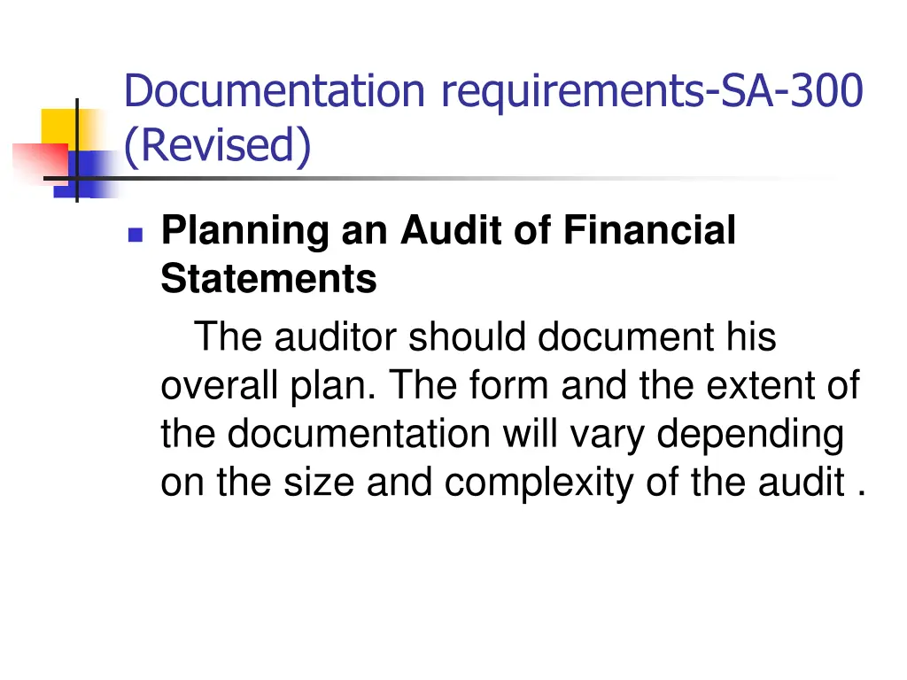 documentation requirements sa 300 revised