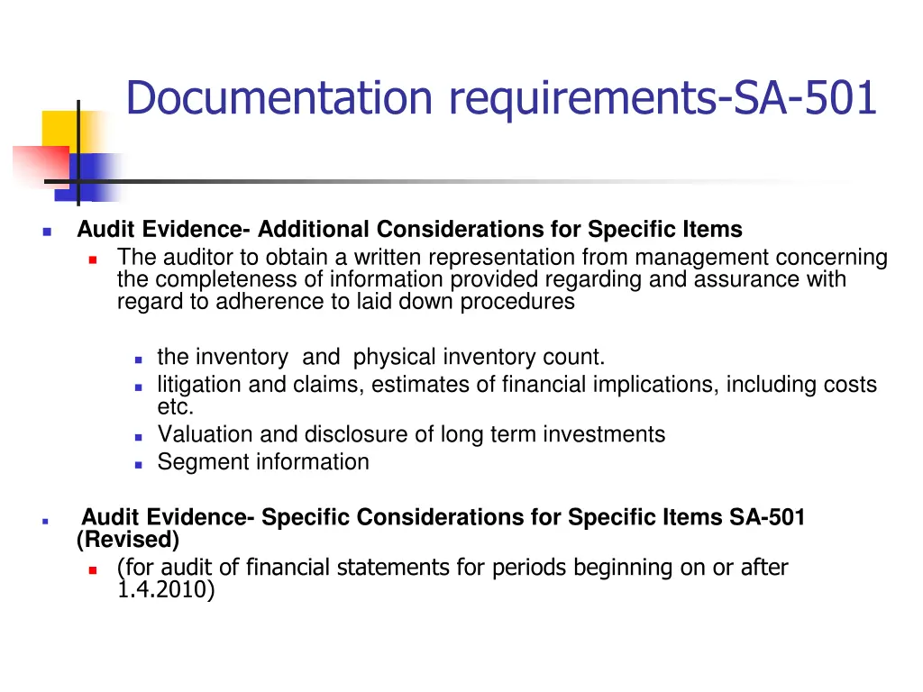 documentation requirements sa 501
