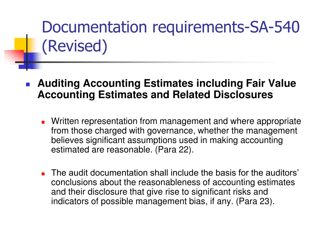 documentation requirements sa 540 revised