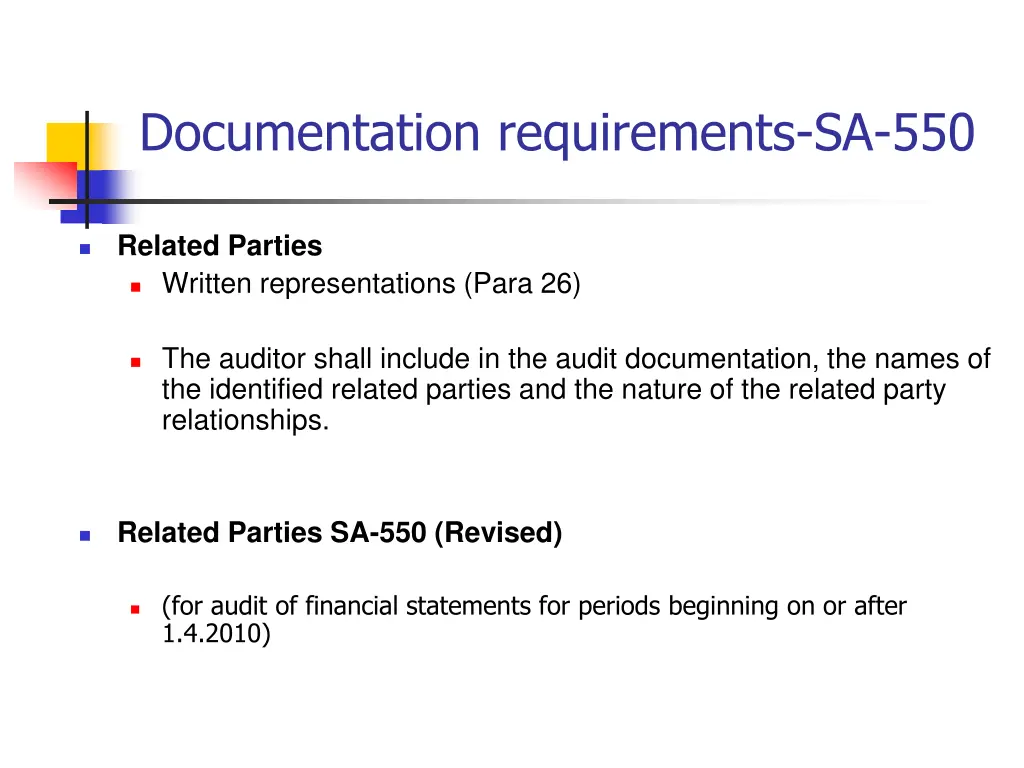 documentation requirements sa 550