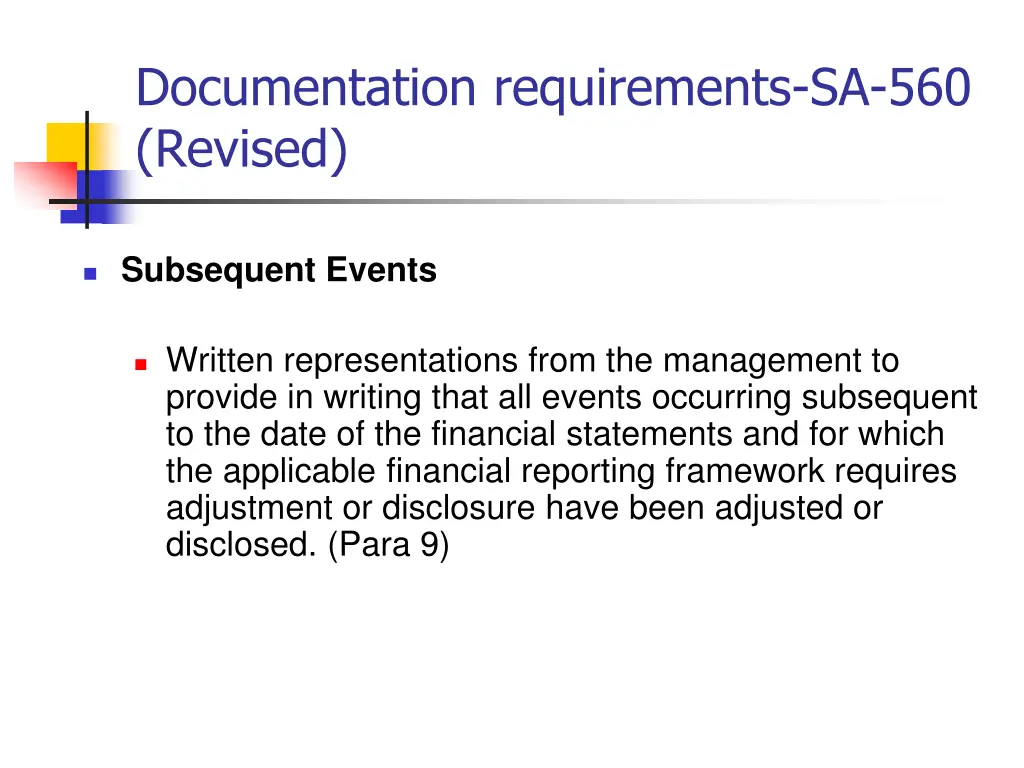 documentation requirements sa 560 revised