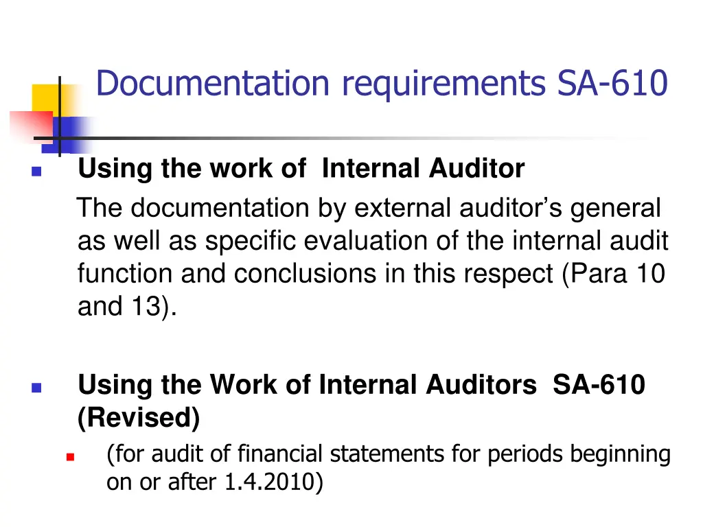 documentation requirements sa 610