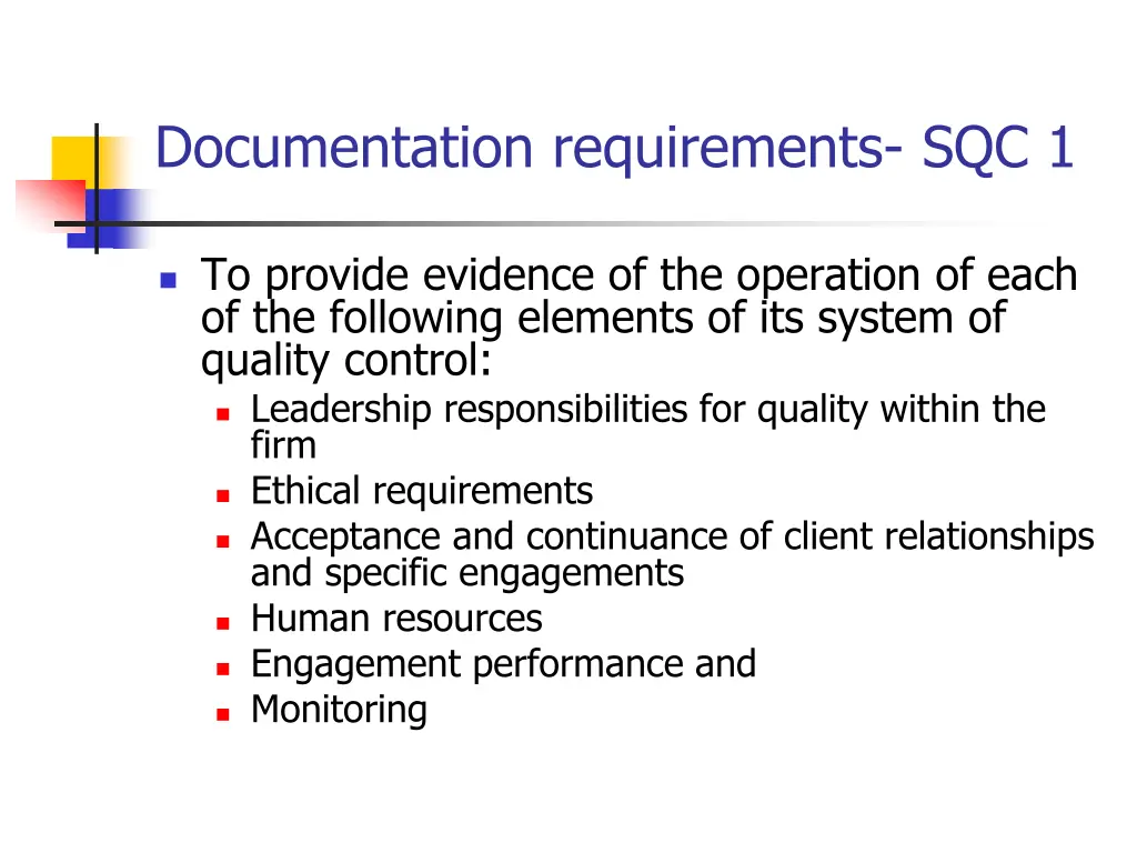 documentation requirements sqc 1