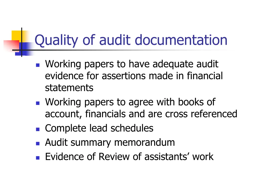 quality of audit documentation