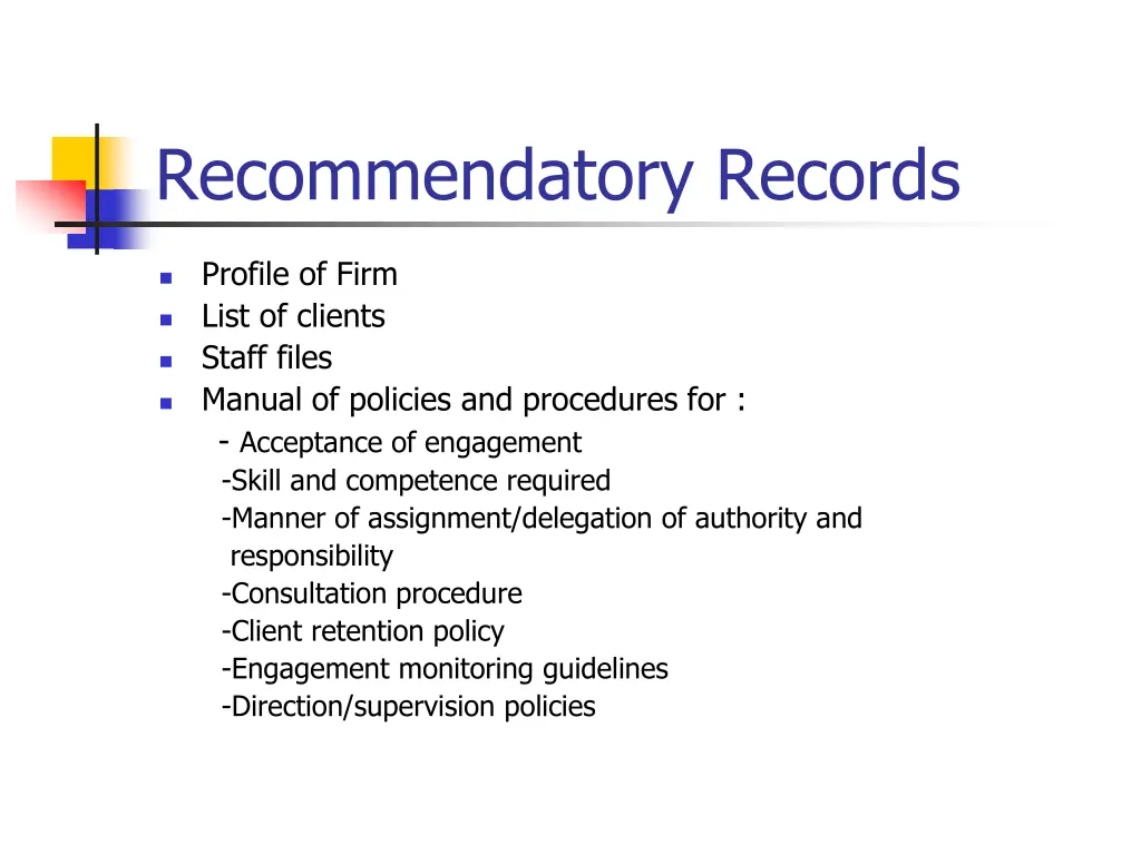recommendatory records
