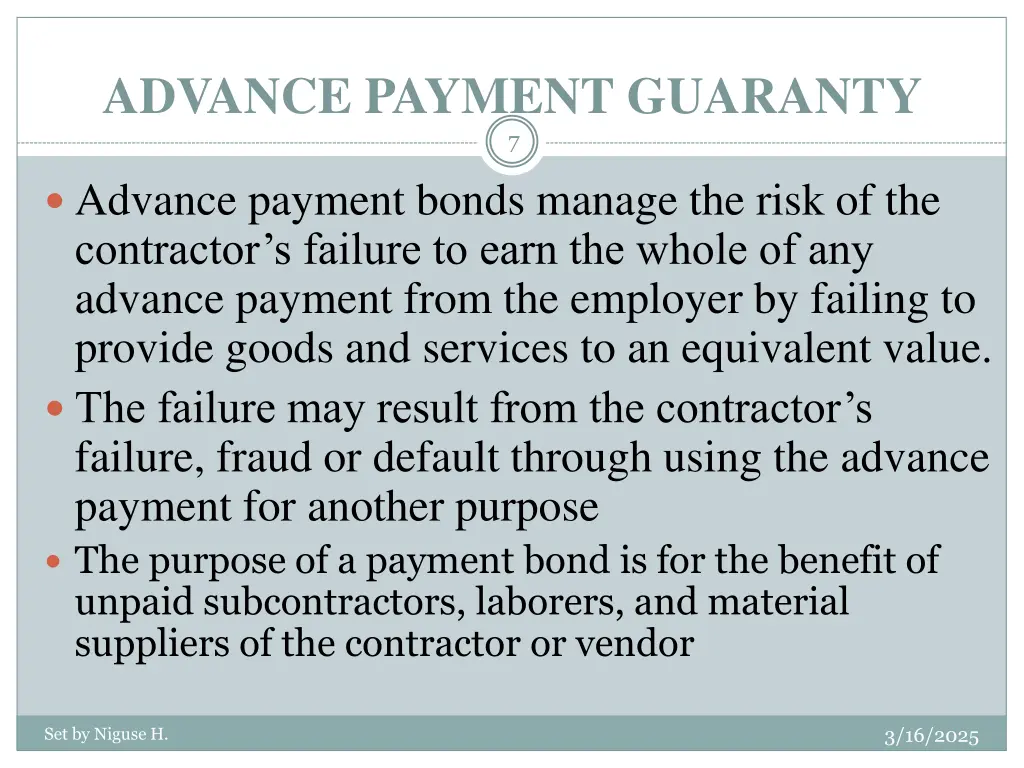 advance payment guaranty 7